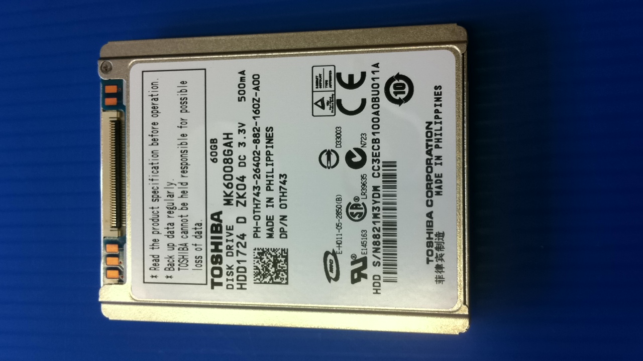 Disque dur IDE 1.8" ZIF TOSHIBA MK6008GAH 60Go